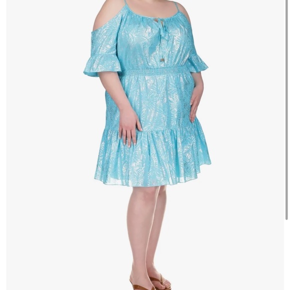 Michael kors dress turquoise off shoulder - Picture 9 of 13